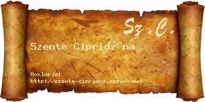 Szente Cipriána névjegykártya